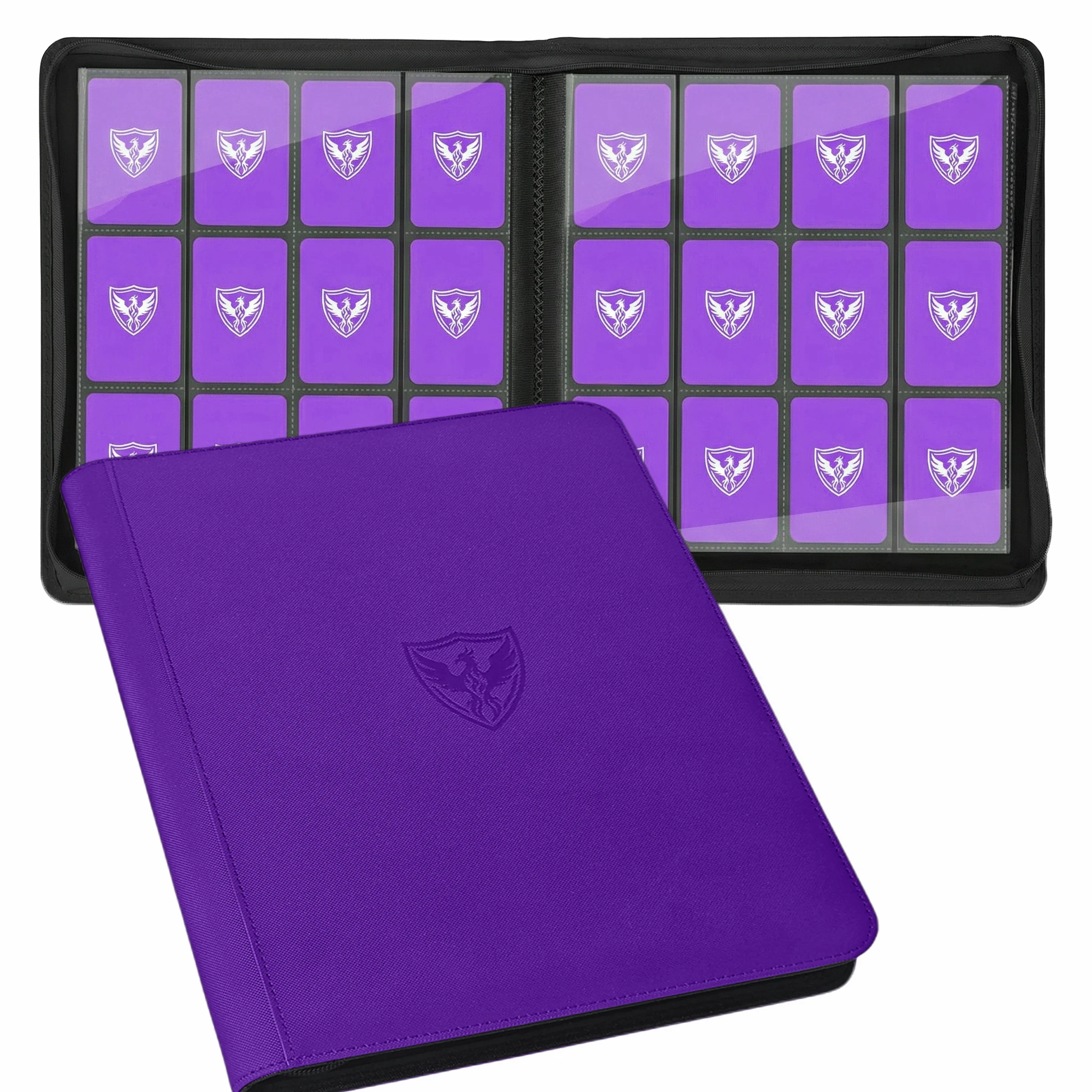 12-vakjes trading card binder, verzamelkaarthouder voor 480 kaarten, premium kaartenmap met ritssluiting geschikt voor TCG-kaarten/spelkaarten/sportkaarten/Yu-Gi-Oh!, Magic: the Gathering en trading