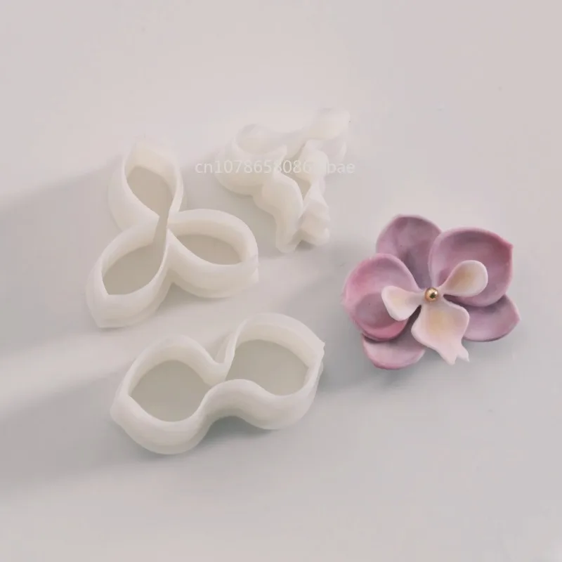 3Pcs/Set Phalaenopsis Flower Petals Polymer Clay Cutters Mold DIY 3D Flowers Earrings Jewelry Pendants Soft Pottery Cutting Die