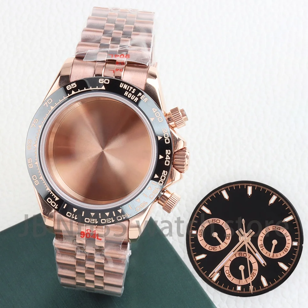 

40mm vk63 Watch Case Accessories Sapphire for vk63 Quartz Movement 29mm Green Luminous Dial Hands Fit DAYTONA Watch Mod Parts