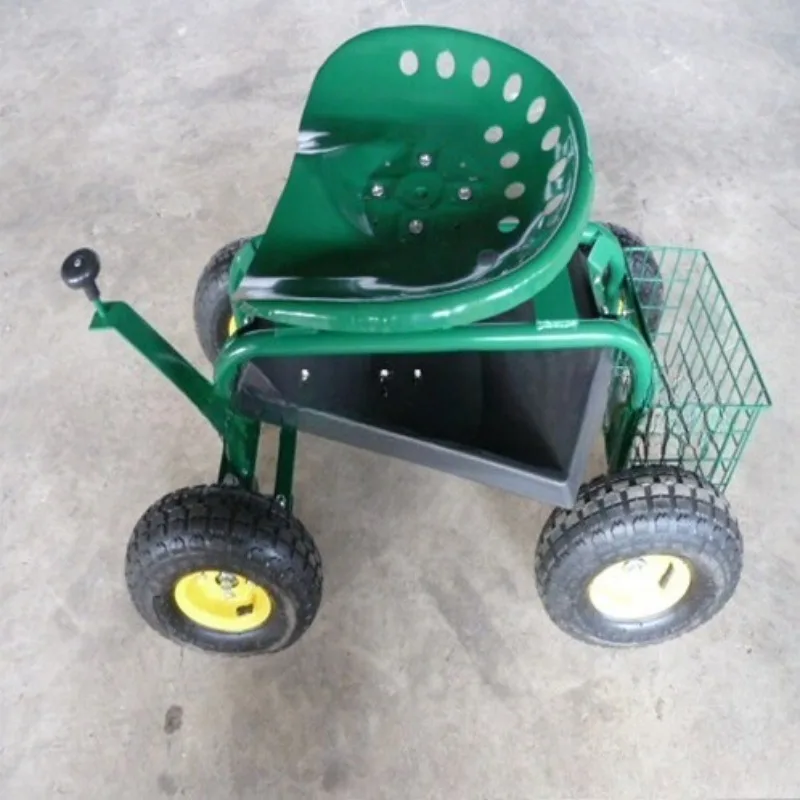 Gardening Car 4 Wheels Movable Garden Seat Car, Outdoor  Work Tool Car Trimmer
