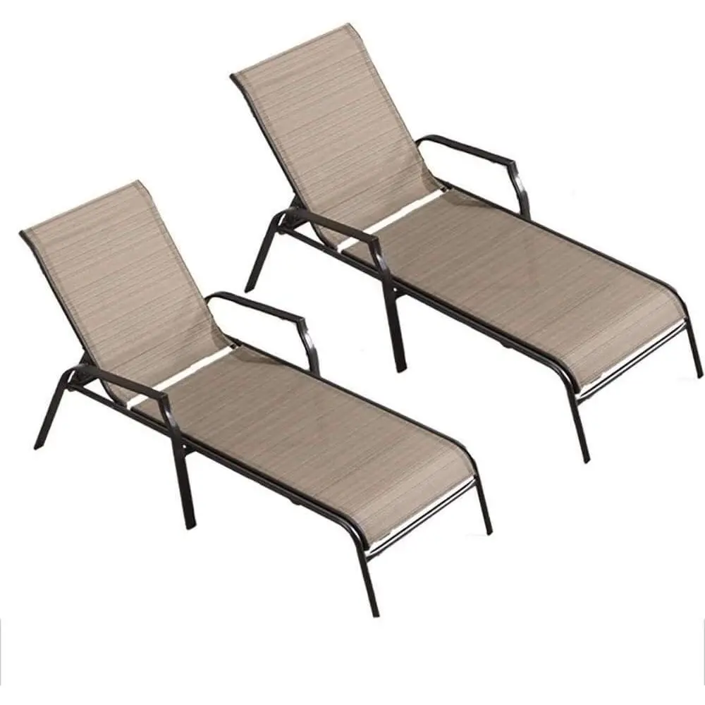 

2-Pack Reclining Patio Sun Loungers for Outdoor, Beach, and Pool Relaxation, Supporting Up to 200 kg
