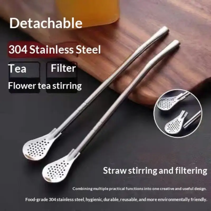 New 2/4/6Pcs Detachable Bombilla Filter Straw Stainless Steel Reusable Yerba Mate Tea Spoon Straw Bar Accessories