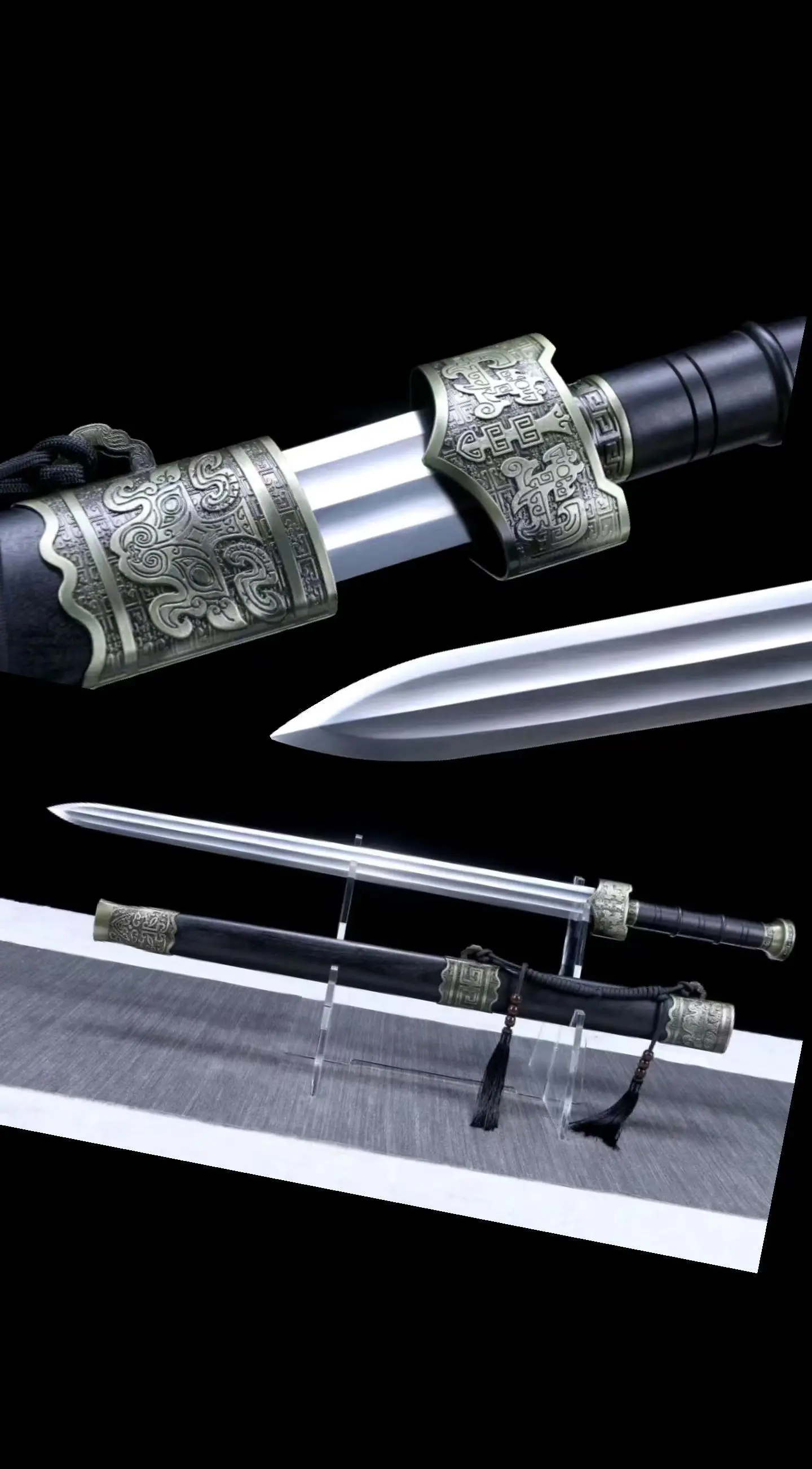 

Real Chinese Kungfu Battle Sword, Slaying Immortal, Handmade Multi Refined High Manganese Steel Blade, Unsharp