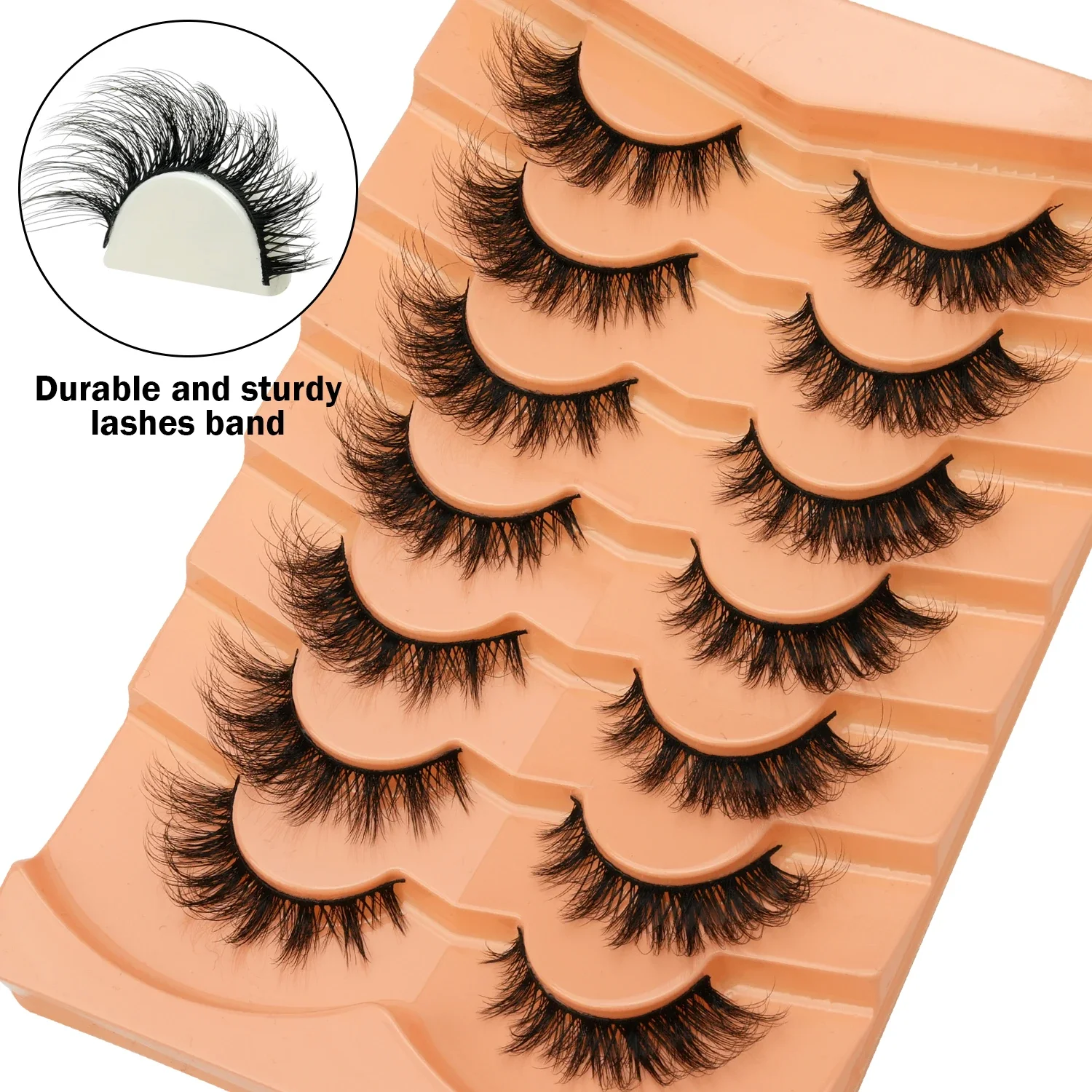 7 Pairs 3D Faux Mink Strip Lashes Fluffy Wispy Dramatic Volume Handmade Reusable False Eyelashes for Eye Makeup