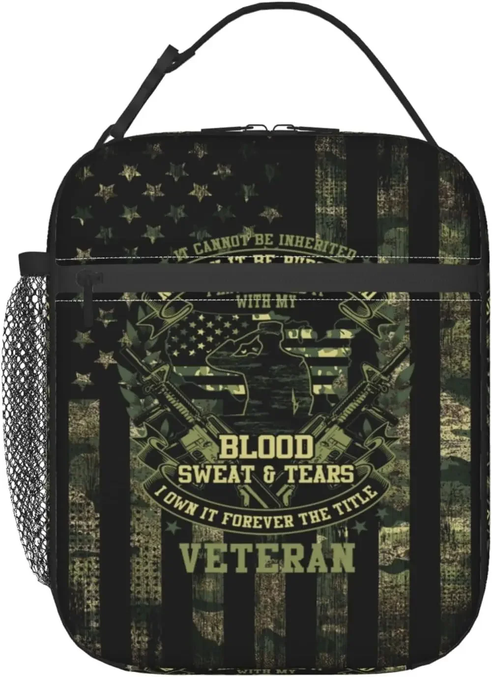 American Flag Veteran 4th Of July Independence Day Insulated Lunch Bag Portable Reusable  Lunch Box For Men Women Work Picnic