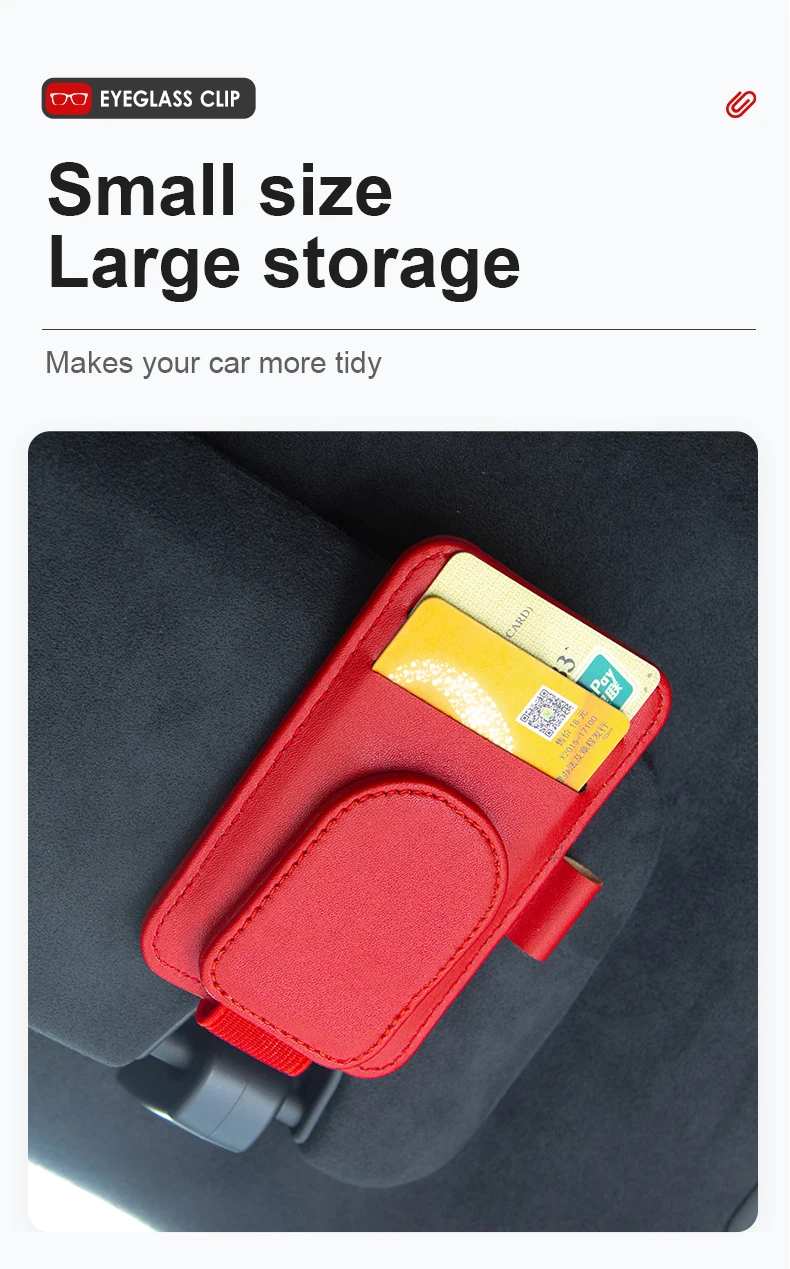 JFBONIN Leder-Autosonnenblenden-Organizer mit magnetischem Clip, Stift- und Kartenhalter, kreativer Sonnenschutz-Aufbewahrungskoffer – Detail 3