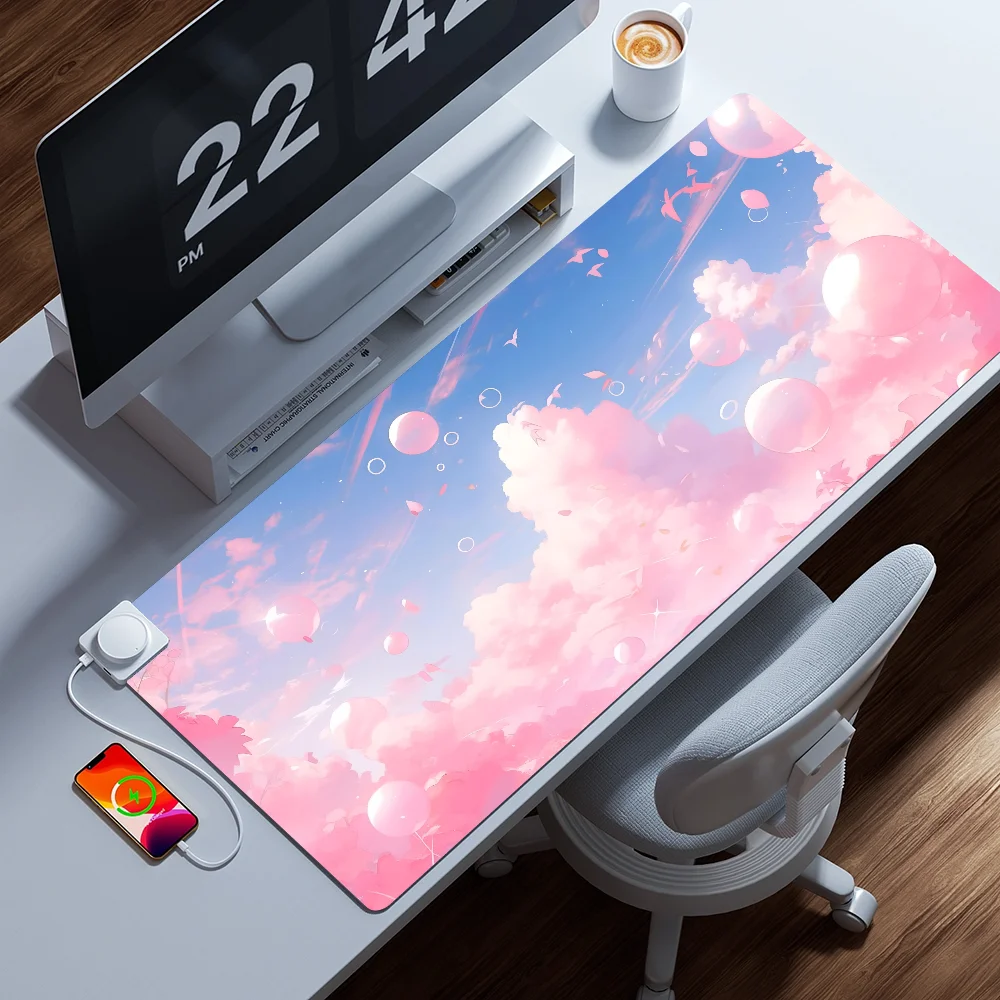 

Pink Cherry Blossoms Girl Mousepad Large Computer Gaming Accessories Desk Mats Anti-slip Laptop Soft Mouse Pad