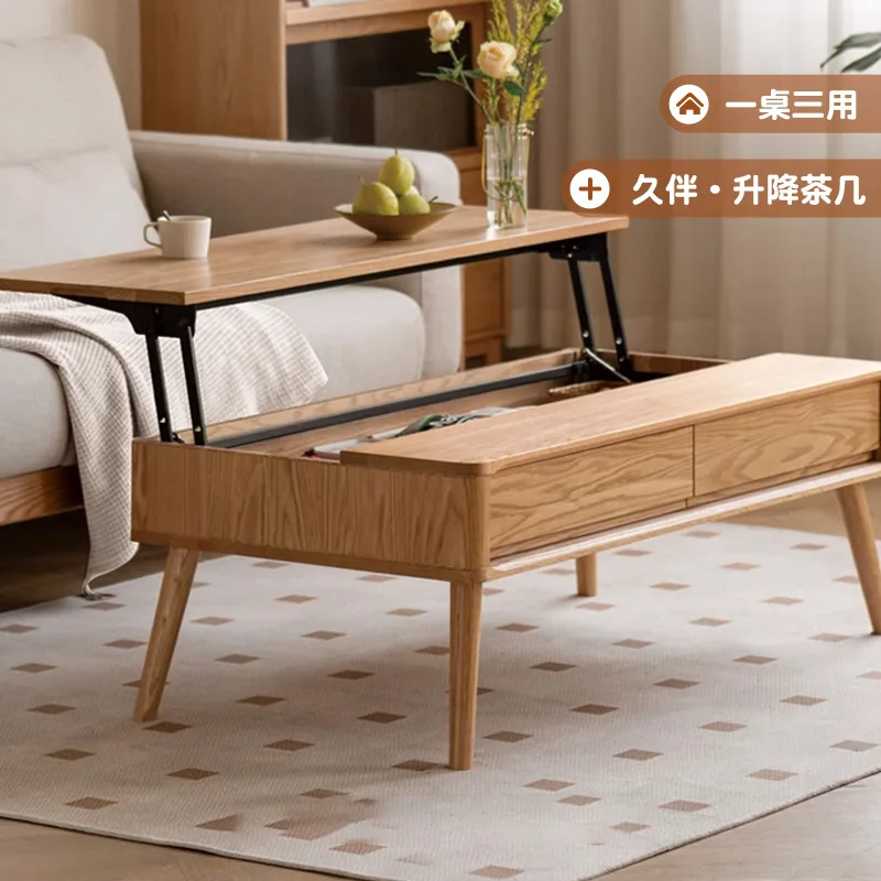 

Мебель Shunyi, подъемный журнальный столик из массива дерева, журнальный столик из скандинавского дуба, современный простой чайный столик, чай для маленькой квартиры, гостиной