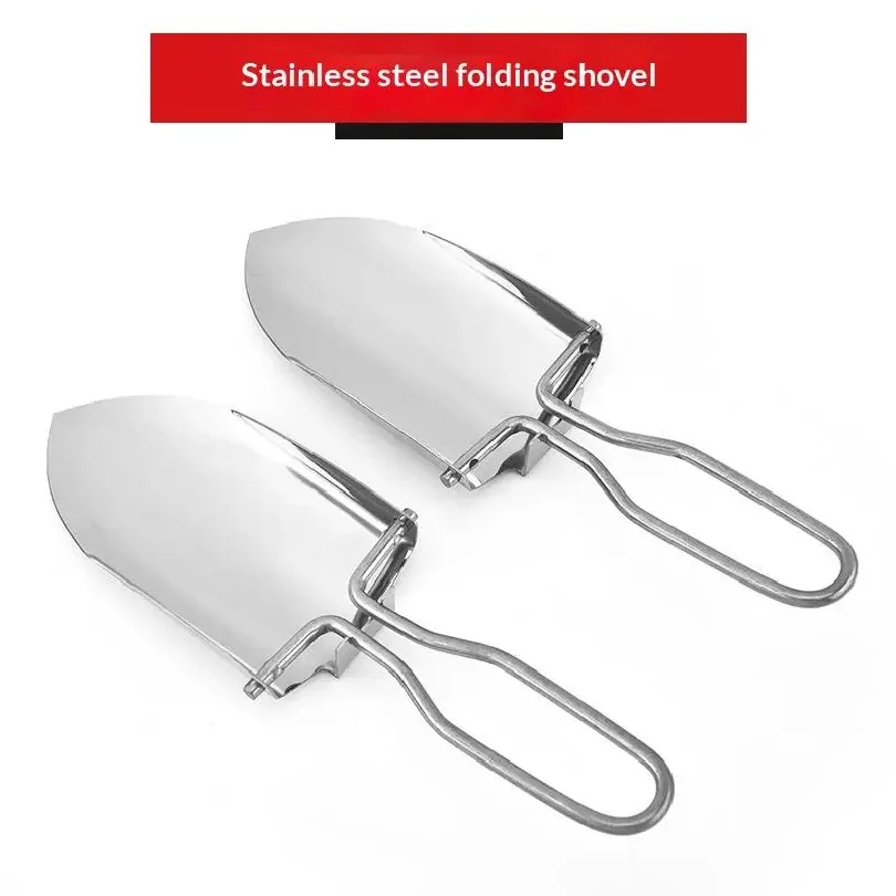 Stainless Steel Folding Shovel Spade 2pcs Multipurpose Gardening Transplant Tool Corrosion Resistant for Camping and Survival