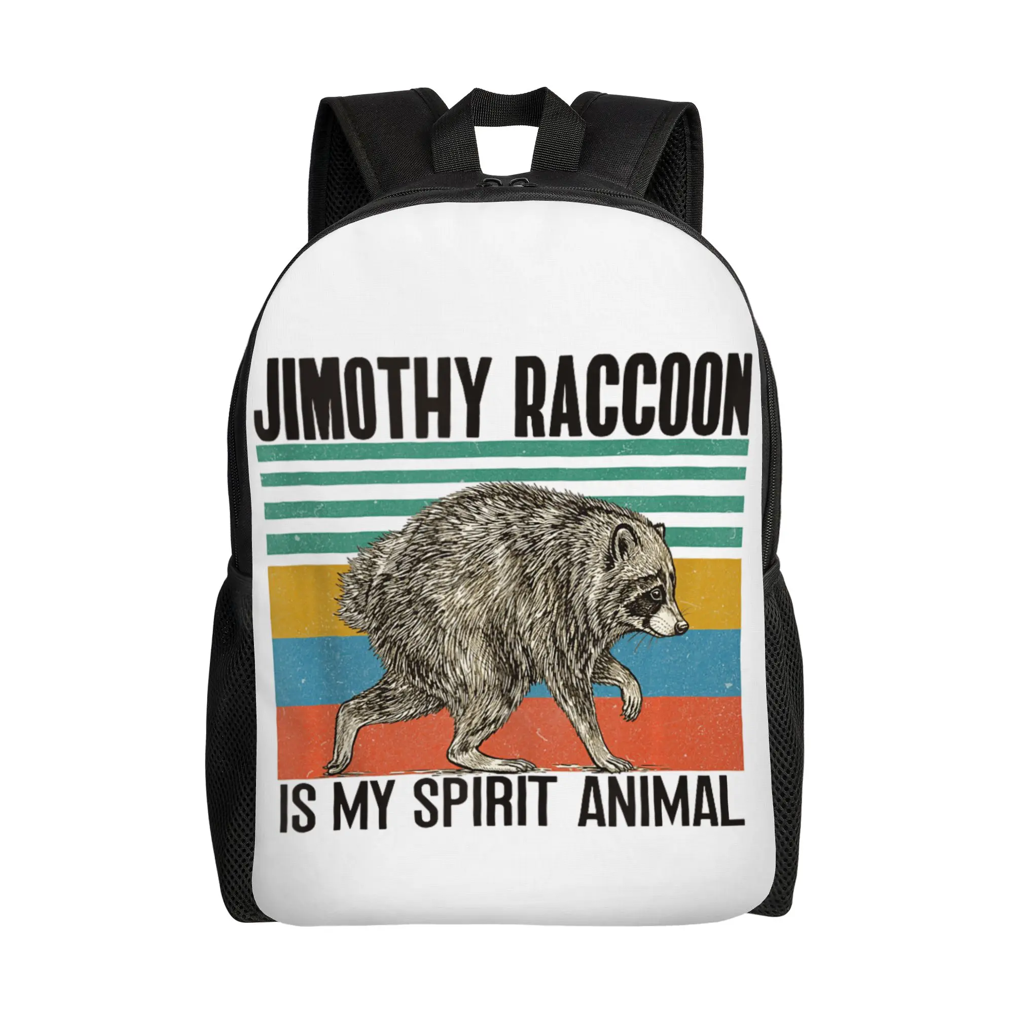 Cute Round Trash Panda Retro Graphic Backpack  Girl Polyester Travel Backpacks Big Funny School Bags Rucksack