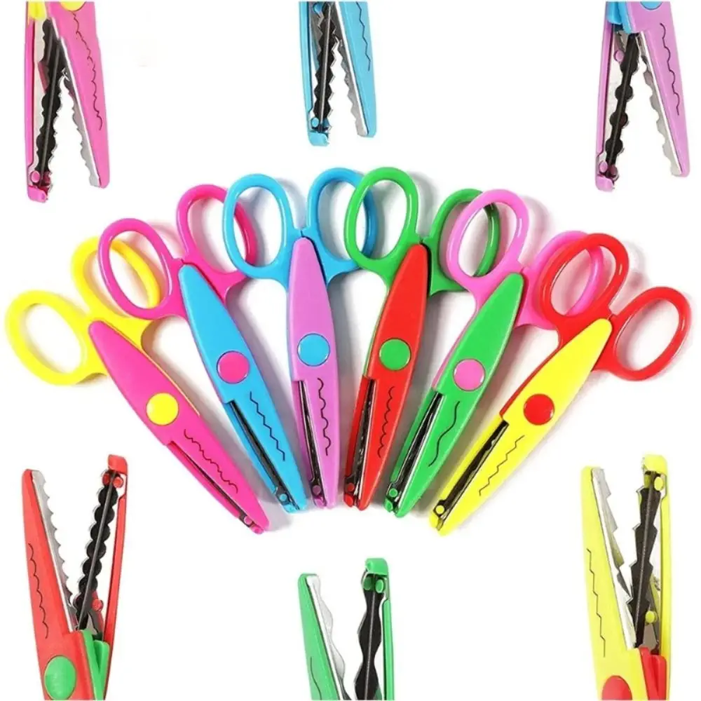 DIY Color Lace Scissors Comfortable Hand Wavy Pattern Paper Cuttings Scissors Small Round Head Stationery Art Safety Scissors