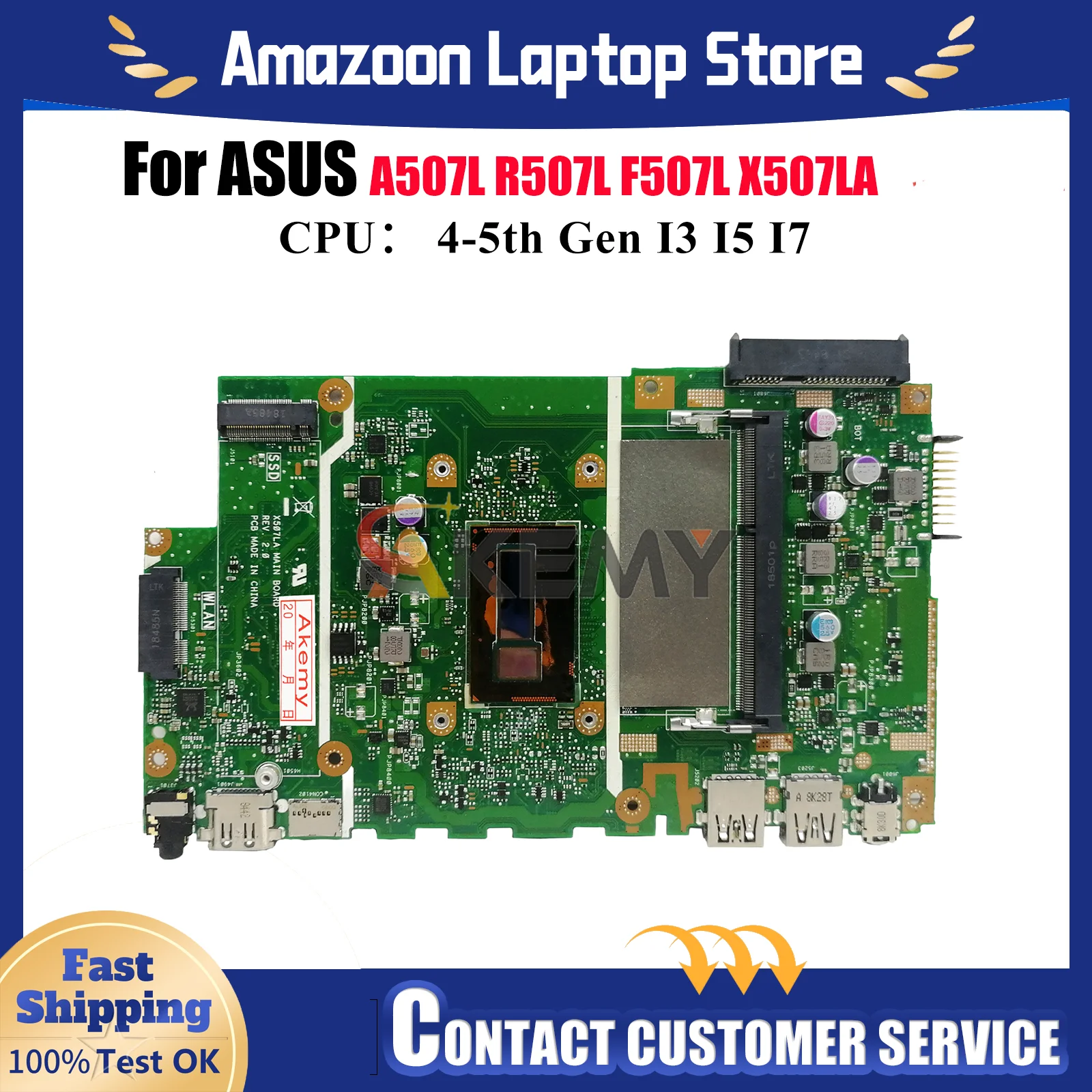 

X507LA Материнская плата для ноутбука ASUS VivoBook F507L X507L X507LA A507L R507L Материнская плата для ноутбука с процессором I3 I5 I7 в порядке быстрая доставка