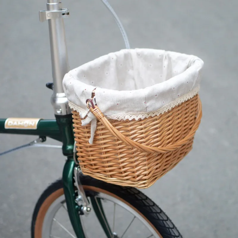 Folding Bicycle Panniers Lightweight Woven Basket Pre-Positioning Shopping Bicycle Basket Bicycle Accessories