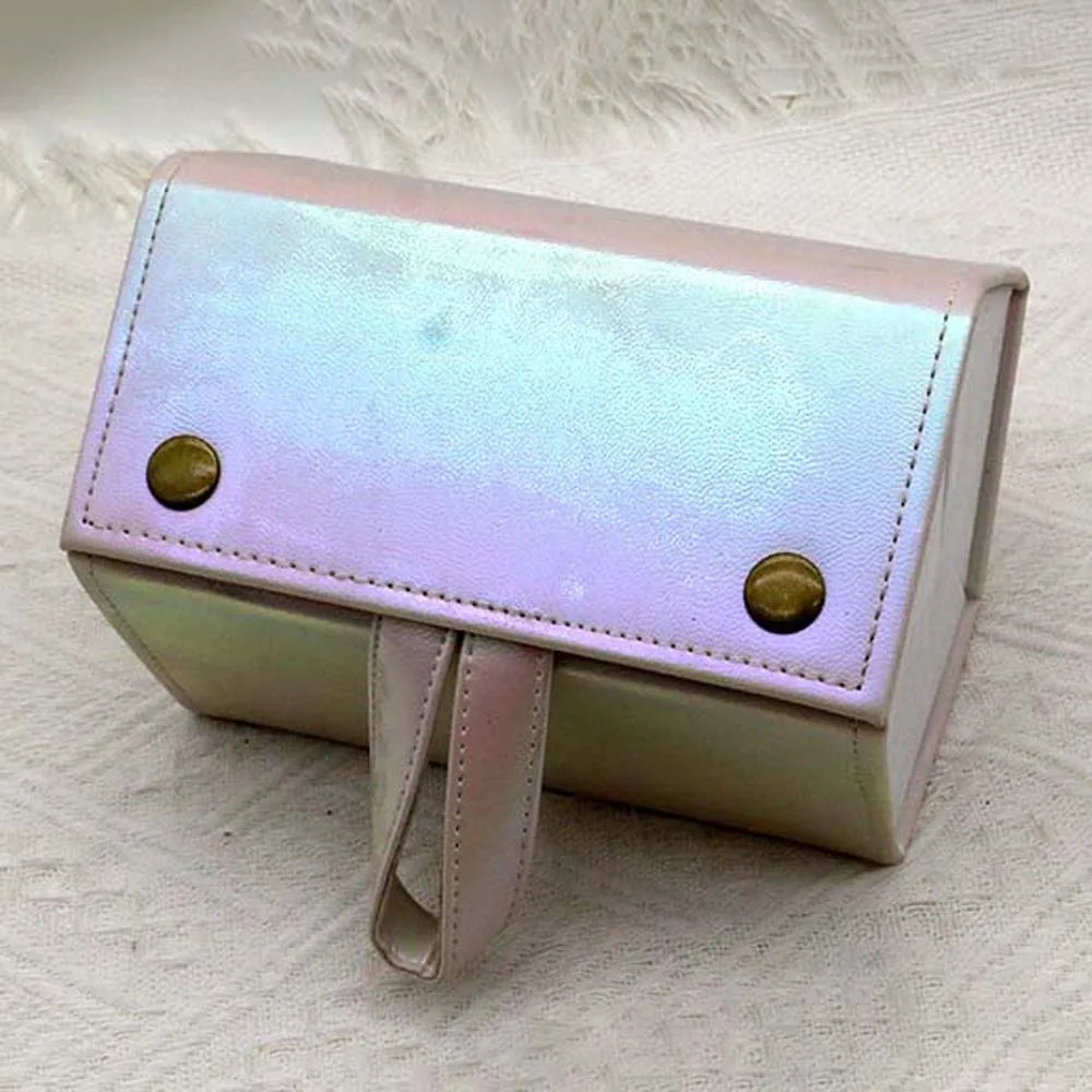 

Portable Folding Glasses Organizer Magnetic Button Large Capacity Five Lattice Glasses Storage Box PU Dustproof