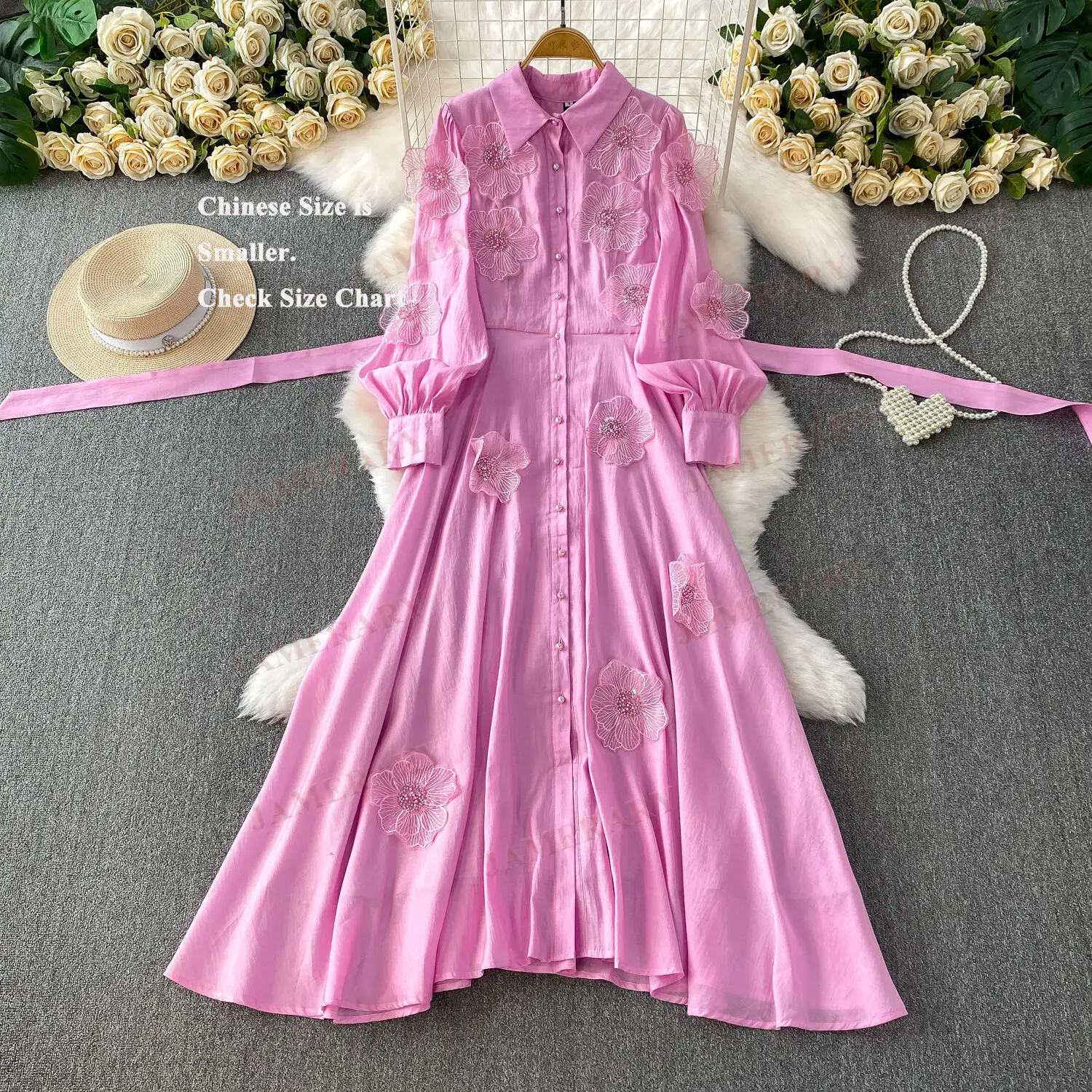 

Осеннее роскошное платье макси с длинными рукавами и 3D цветами и бриллиантами, женское трапециевидное платье с бисером и кристаллами, элегантные повседневные платья