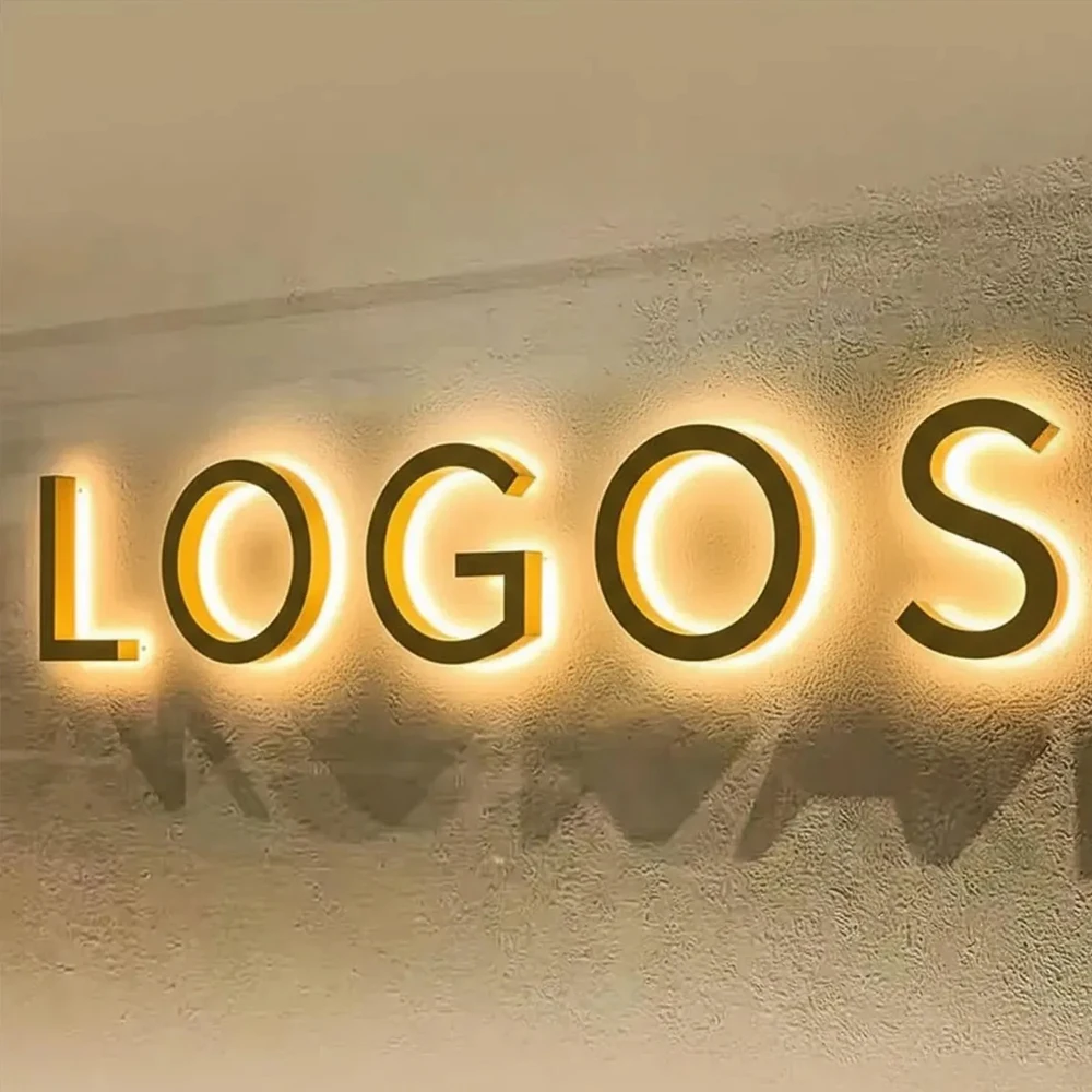 Custom Illuminated Sign Business 3D Letter Backlit Large Signage Custom LED Personalization Company Signage Metal LED Deco Board