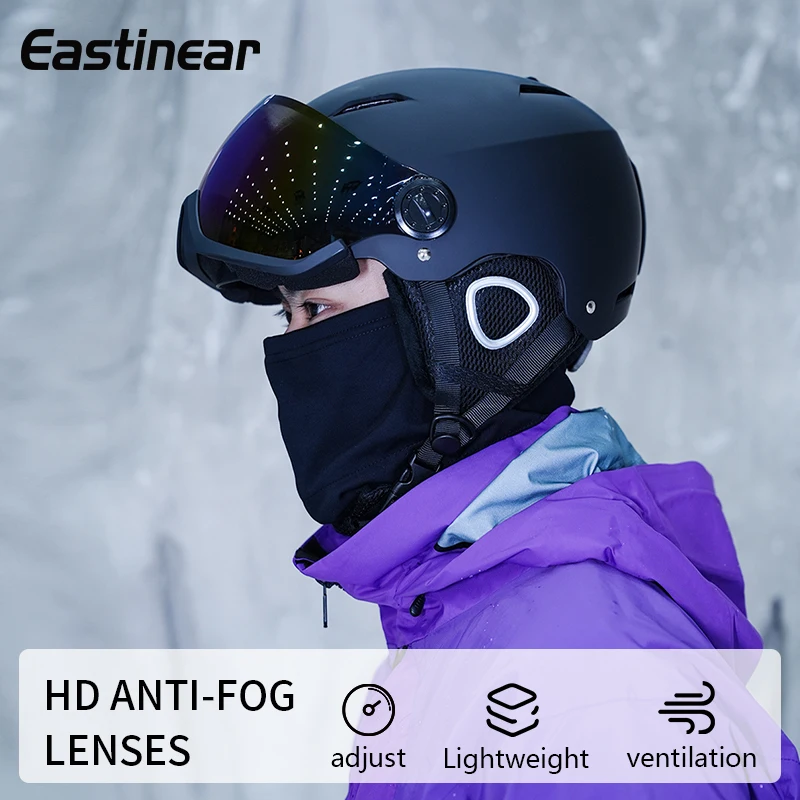 Eastinear 2024 New Outdoor Professional Ski Helmet Warm Anti-collision Mirror Cap Integrated Men's and Women's Ski Equipment