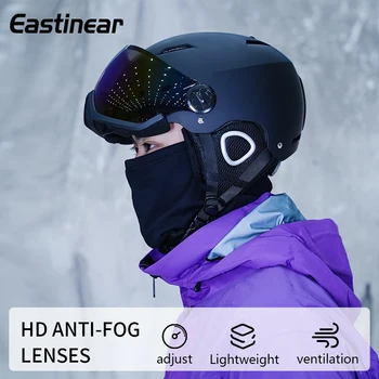 Eastinear 2024 Neuer professioneller Outdoor-Skihelm, warme Antikollisions-Spiegelkappe, integrierte Skiausrüstung für Herren und Damen