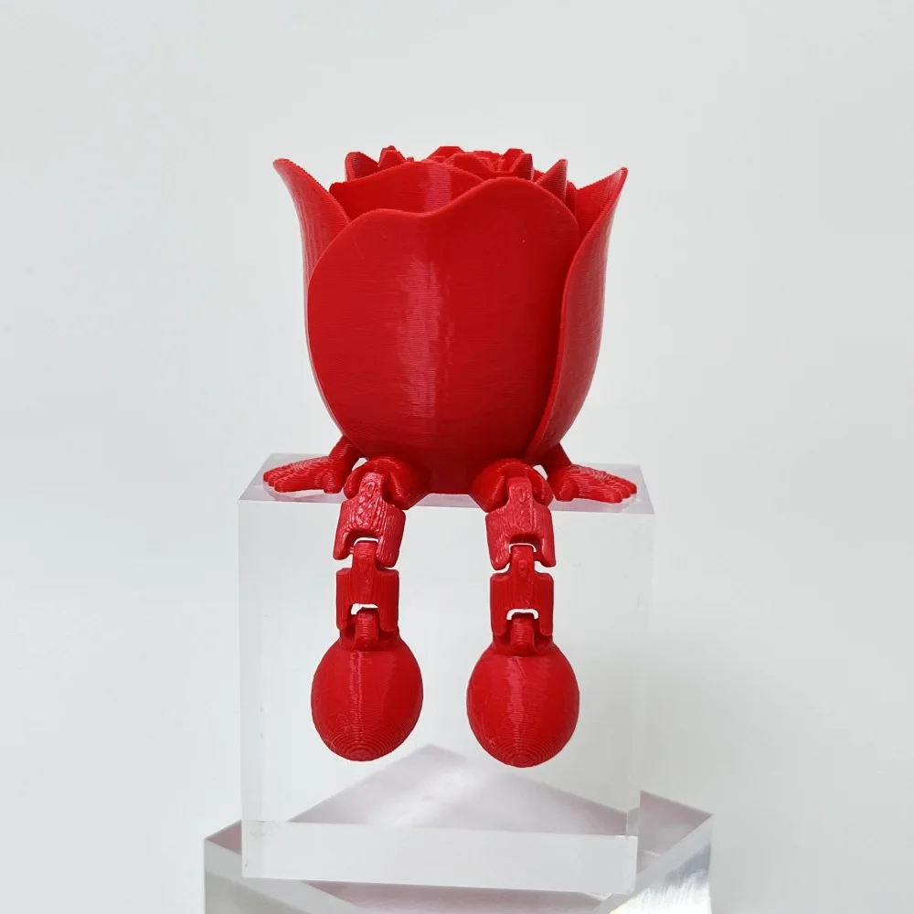 

3D Printed Sitting Rose Ornament Creative Rose Figurines Miniatures Crafts Home Decor Desktop Ornament for Valentine's Day Gift
