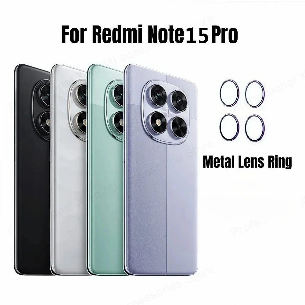 For Redmi Note 15 Pro Metal Camera Glass Protector for Redmi Note 14Pro Rear Aluminum Alloy Lens Film Ring Cover for Redmi 15C