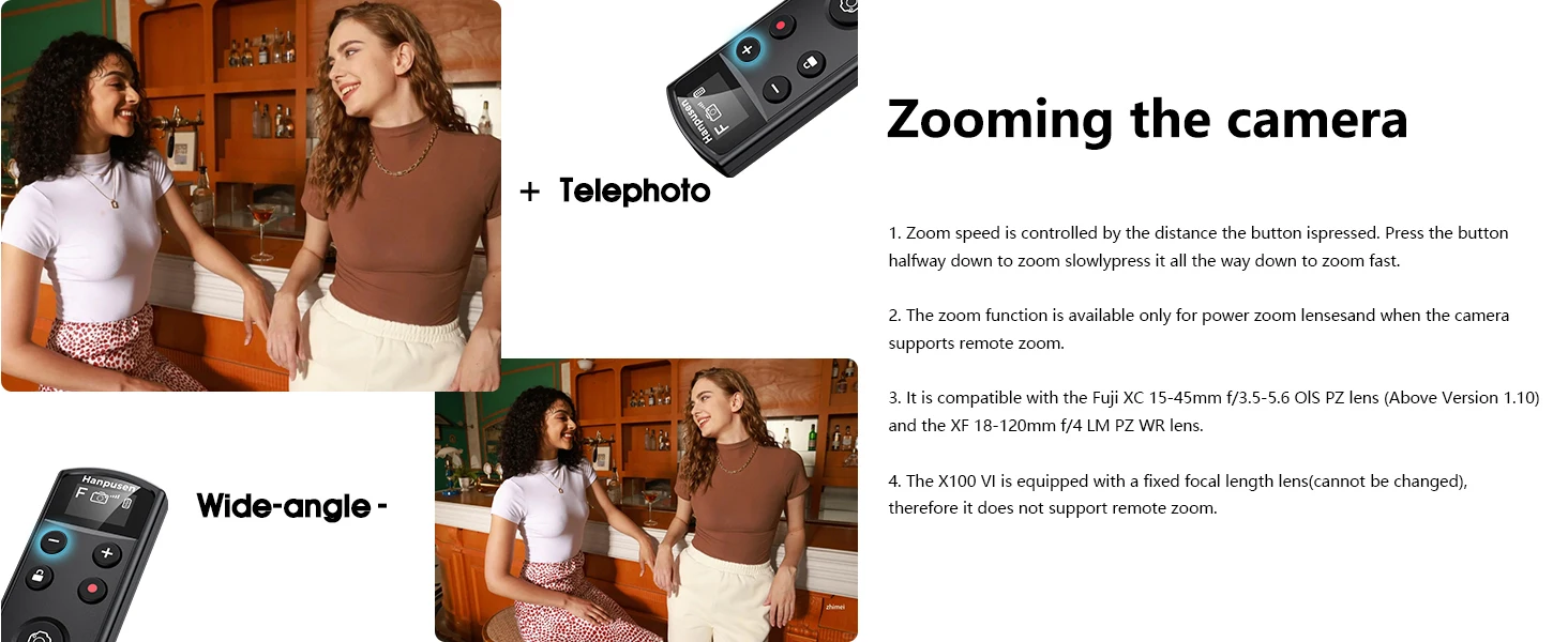 Kamera-Fernauslöser mit Zoom-Fokus für X100 VI/X-M5/X-T5/X-E5/Xhalf für Fujifilm wiederaufladbare drahtlose Fernbedienung – Detail 7
