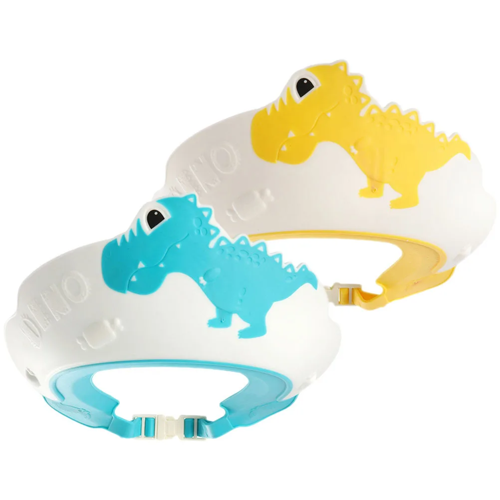 Gorros de ducha de bebé con protección para los oídos, impermeables, con forma de dinosaurio, protector para lavado de cabello, gorro de baño para niños pequeños, protector de champú, 2 uds.