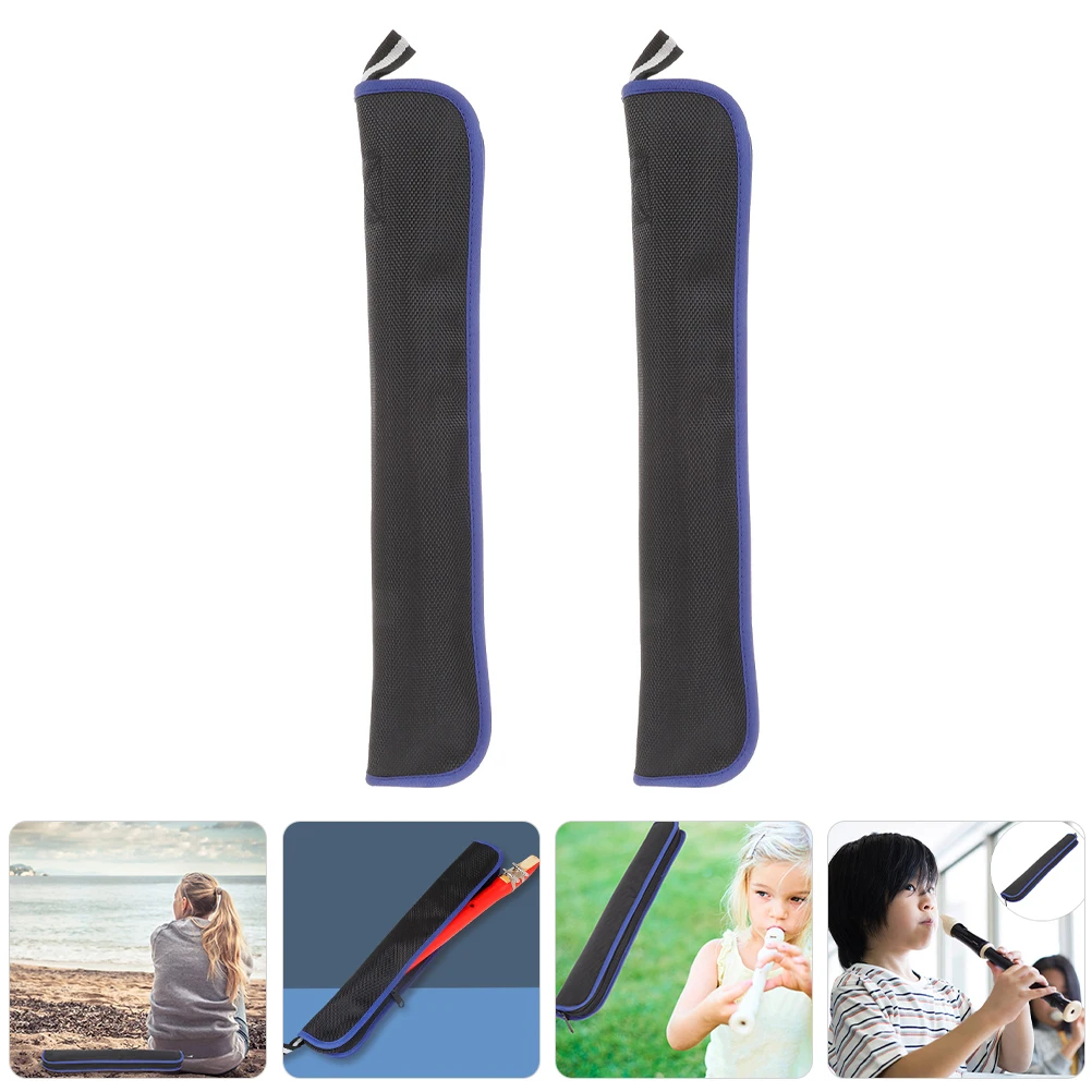 

2pcs Storage Bag Soprano Recorder Pouch Flute Carrier Thickened Oxford Cloth Portable Waterproof Lightweight Carrying Case