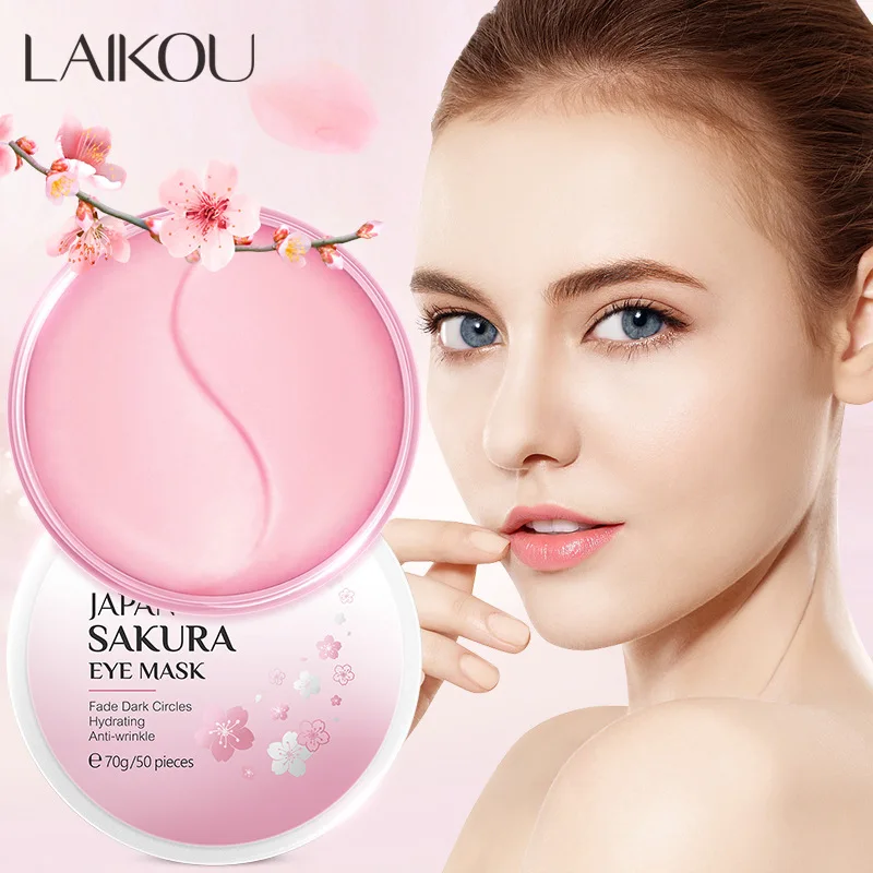 50pieces LAIKOU Sakura Eye Mask Anti Dark Circles Anti-Wrinkles Moisturizing Crystal Collagen Eye Patches Eys Skin Care Products