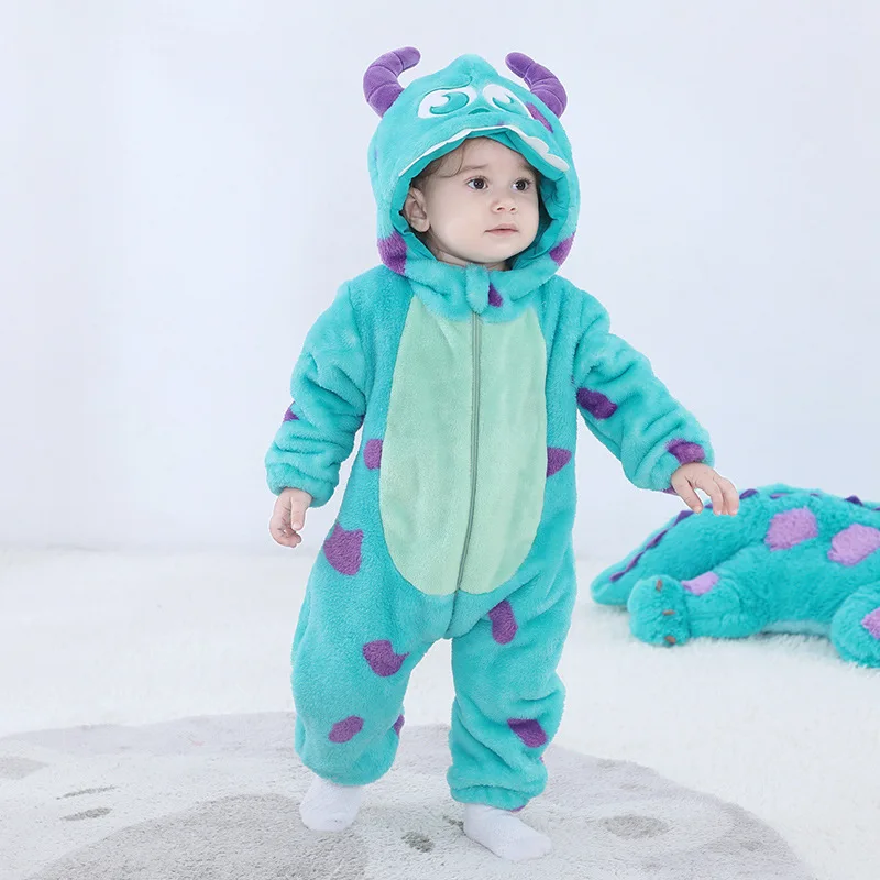 Baby Sully pagliaccetto blu caldo tutina neonato Bebes ragazzo ragazza vestiti Halloween mucca costumi cartone animato bambino vestito carino 0-3