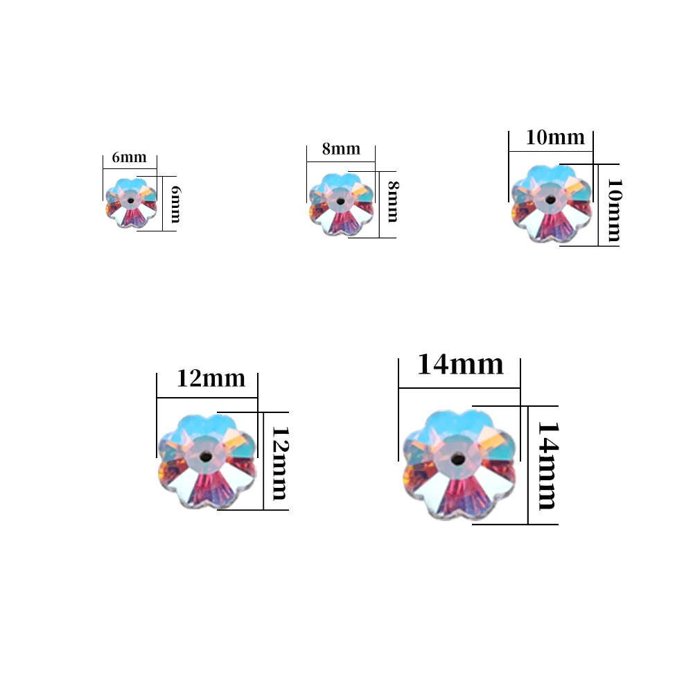 Sew On AB Rhinestone Flower lochrose Shape Flatback Glass Crystals for Clothing Wedding Dresses All For Decoration DIY