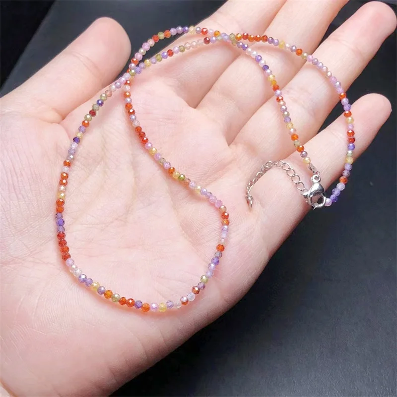 Natural Faceted Cobalt Stone Necklace String Charms Handmade Fortune Energy Bangle Mineral Woman Amulet Jewelry Gift 1PCS