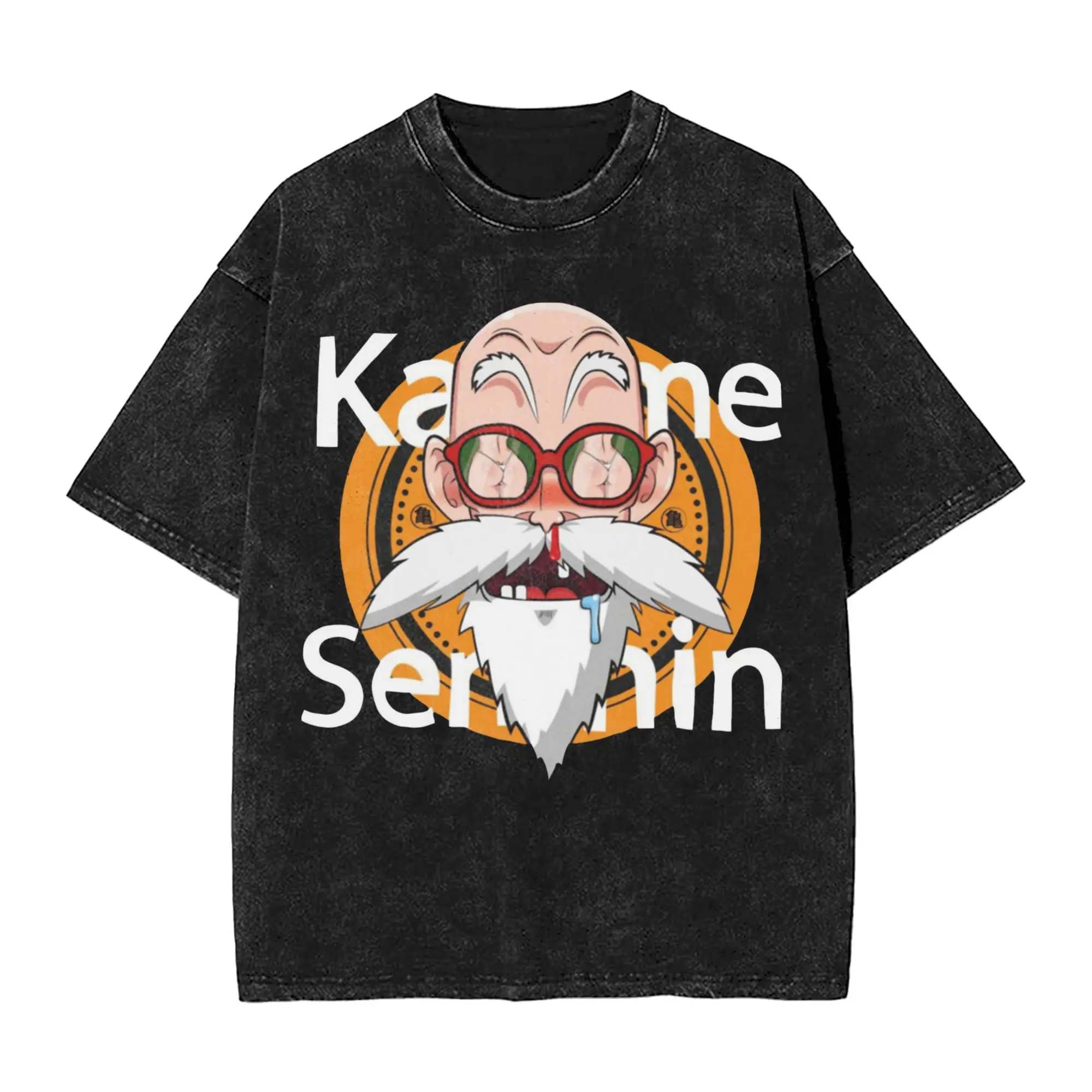 Master Roshi Dragon Ball T Shirts Hip Hop Washed Cotton Street T-Shirts Anime Dbz Vintage for Men Women Streetwear Summer Tees