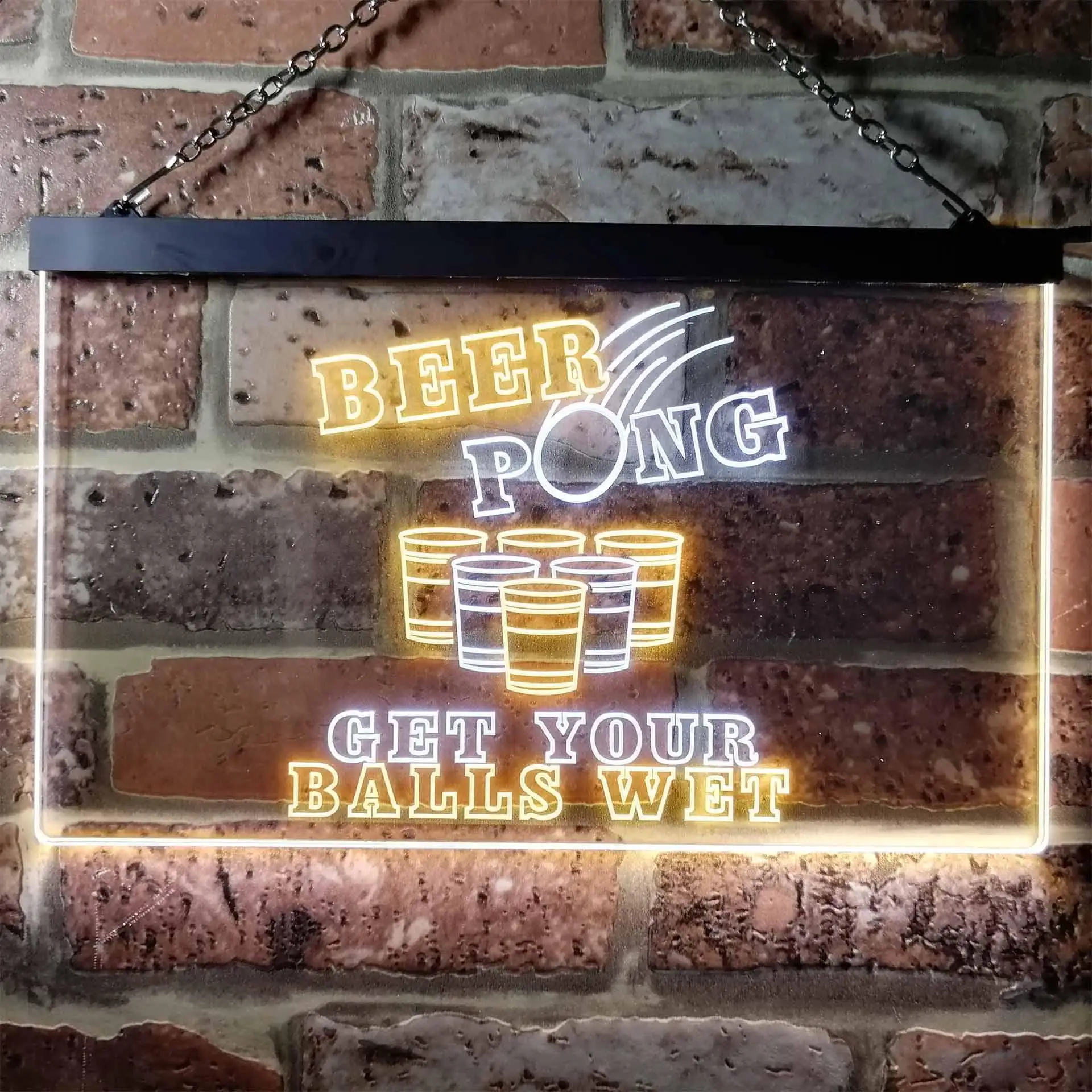 BEER PONG. Get Your Balls Wet Dual Color Led Neon Sign st6-i0939
