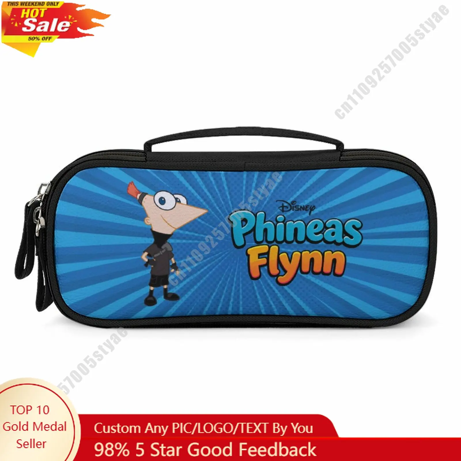 

Phineas Flynn Pencil Case Disney Cartoon Character Customized Design Personalized Creation Holiday Gift Cosmetic Bag Cosplay