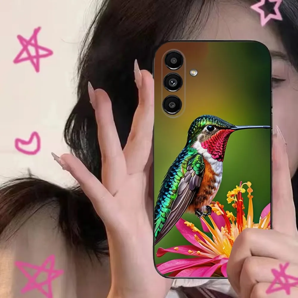 Animal Hummingbird Phone Case For Samsung S24,S21,S22,S23,S30,Ultra,S20,Plus,Fe,Lite,Note,10,9,5G Black Soft Cover