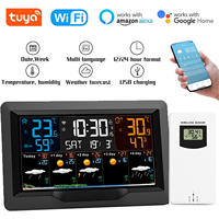 Tuya WIFI Smart Weather Station Temperature Humidity Meter Weather Forecast Indoor Outdoor Multifunctional Weather Alarm Clock