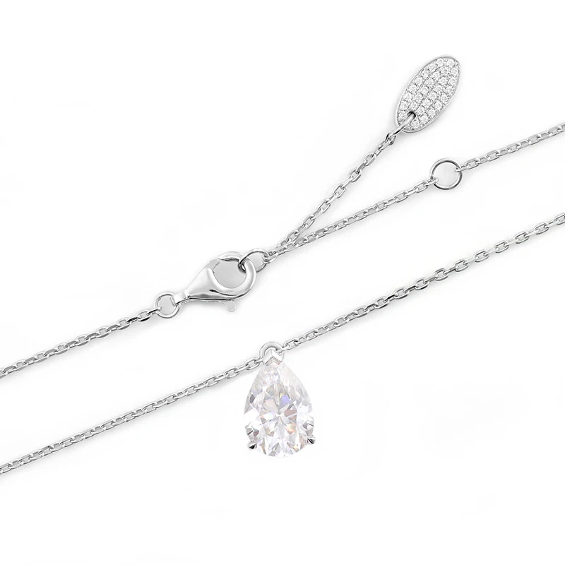 بروفانس 1ct الكمثرى قطع مويسانيتي الماس قلادة الصلبة 14K الذهب الأبيض مجوهرات للنساء الكلاسيكية قلادة هدية للذكرى السنوية