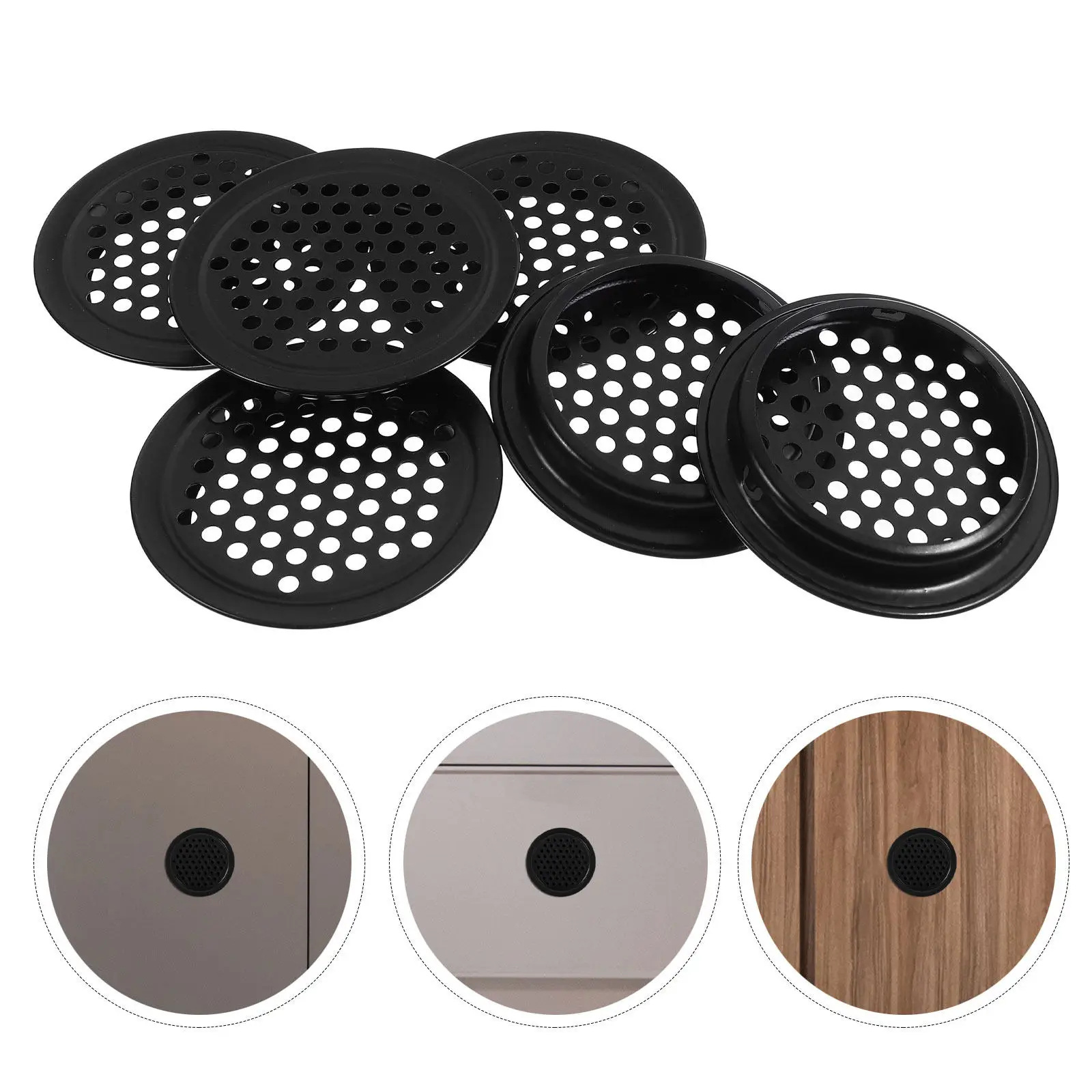 12Pcs Stainless Steel Circular Mesh Vent Panel Breathable Air Grille Cover for Kitchen Cabinet Wardrobe Bathroom Heat