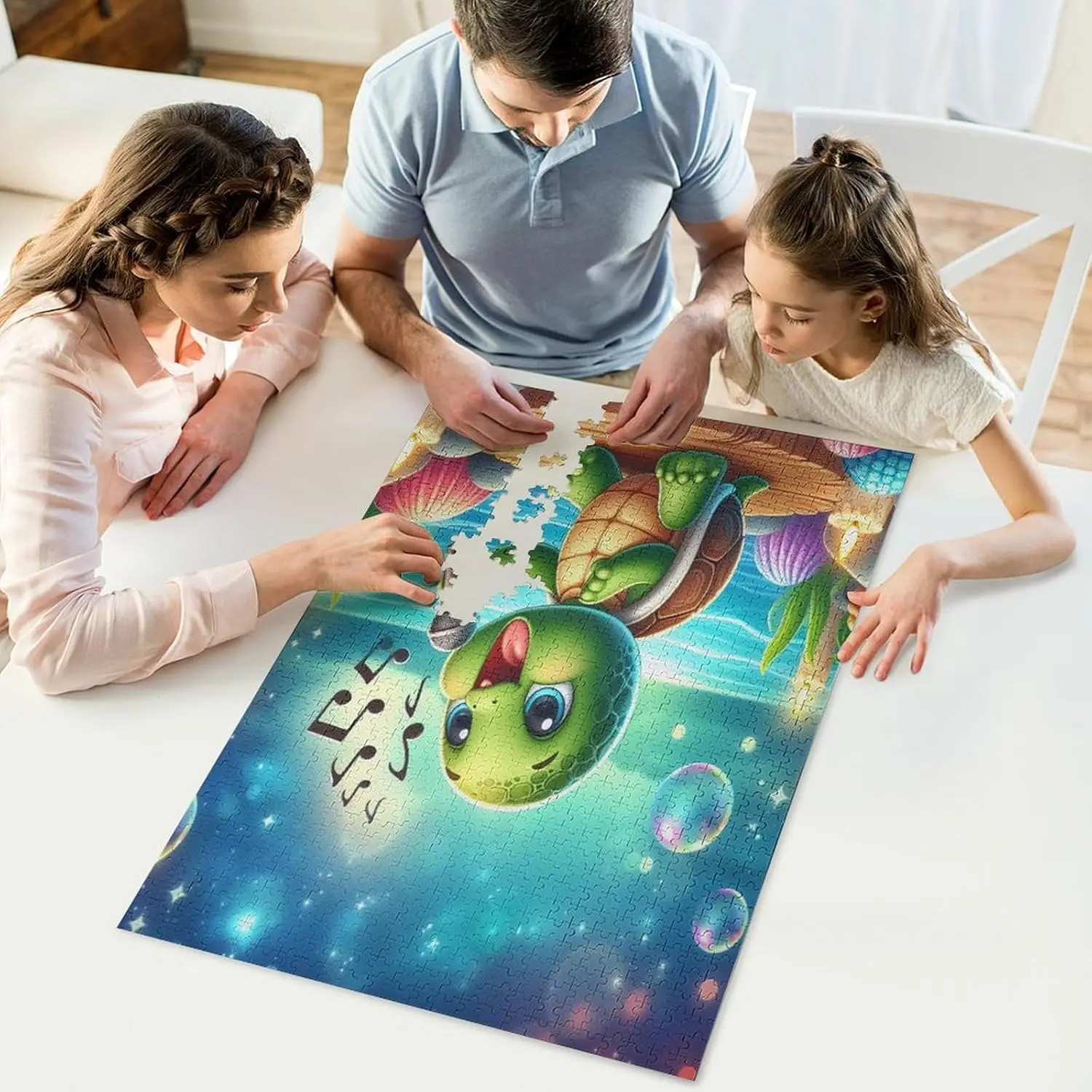 1000/500/300 Stück „Die kleine Schildkröte, die singt liebt“, Puzzle für herausforderndes Familienaktivitätsspiel, Urlaub, Geburtstagsgeschenk