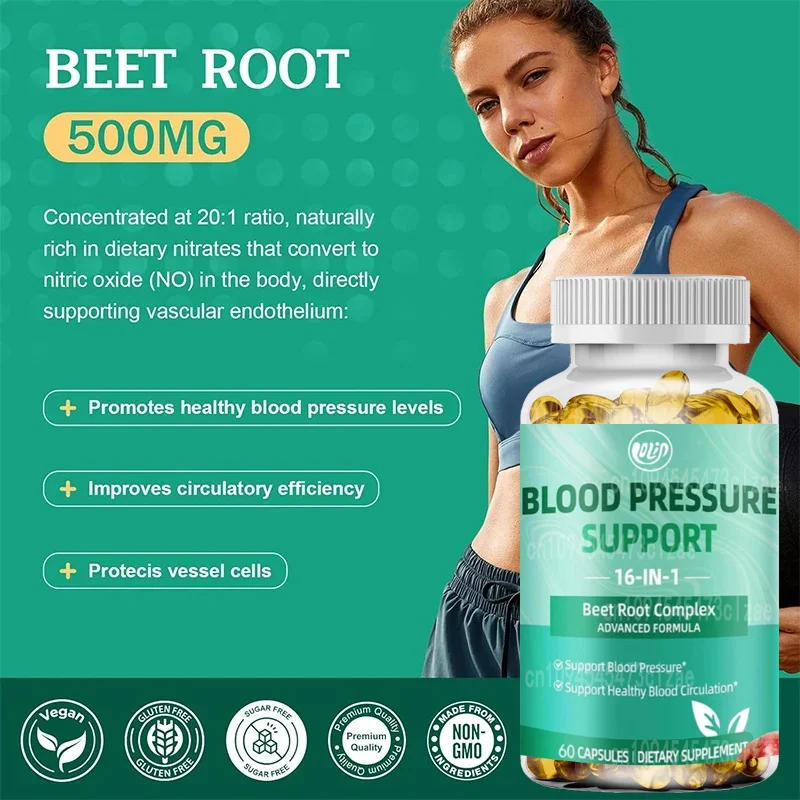 Beetroot Supplement - Contains Coenzyme Q10, Hawthorn, and Garlic To Promote Heart Health, 60 Capsules