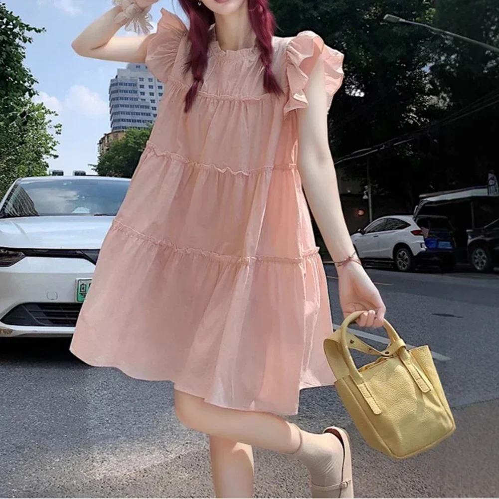 Blouse Flying Sleeves Skirt M Petite Ruffle Skirt Suitable For Spring Suitable For Summer Leisure Style Polyester Fabric