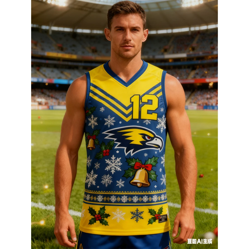 Men's Jordan Dawson Special Vest 12 Christmas Crows Print Sleeveless Sports Festive Snowflake & Bell Pattern Athletic Tank Top