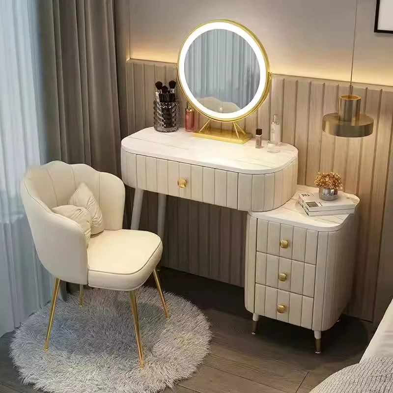 

Master Light Luxury Dressers White Small Dressing Table High-end Style Apartment Comoda Pra Quarto Bedroom Furniture SZT001