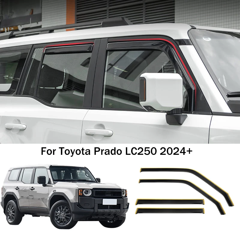 

Для Toyota Prado LC250 2024 + дефлектор бокового окна, козырек от дождя и ветра, вентиляционная крышка, автомобильные аксессуары, 4 шт.