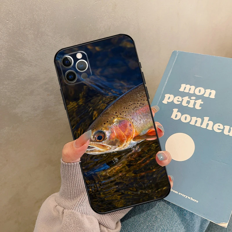 Чехол для ловли форели с радужной форелью для iPhone 17, Air 15, 14, 13, 12, 11, 16 Pro Max 13 mini XR 15 16 Plus 16e, задняя крышка