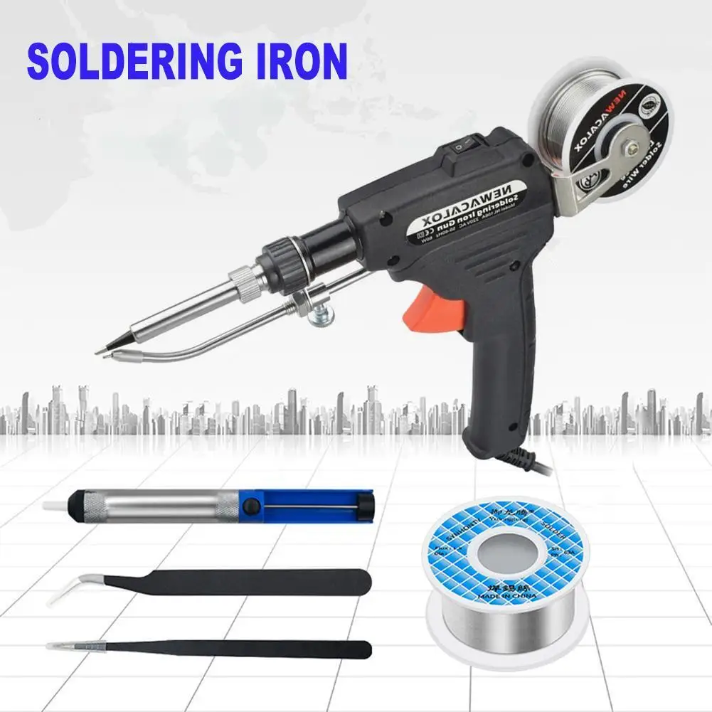 

Automatic Soldering Gun Kit 60W Auto Feed Hand-Held Soldering Iron Welding Gun Tool with Wire Desoldering Pump Tweezers