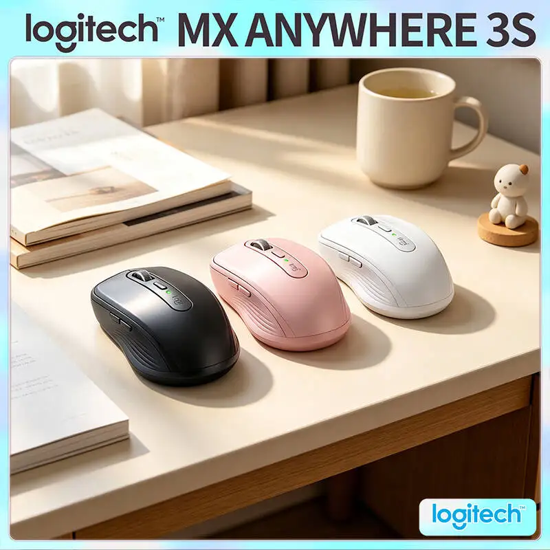 High-Performance Logitech MX Anywhere 3S Mouse - 8000 DPI, Hyper-Scroll, Silent Click, Multi-OS Compatibility for Office