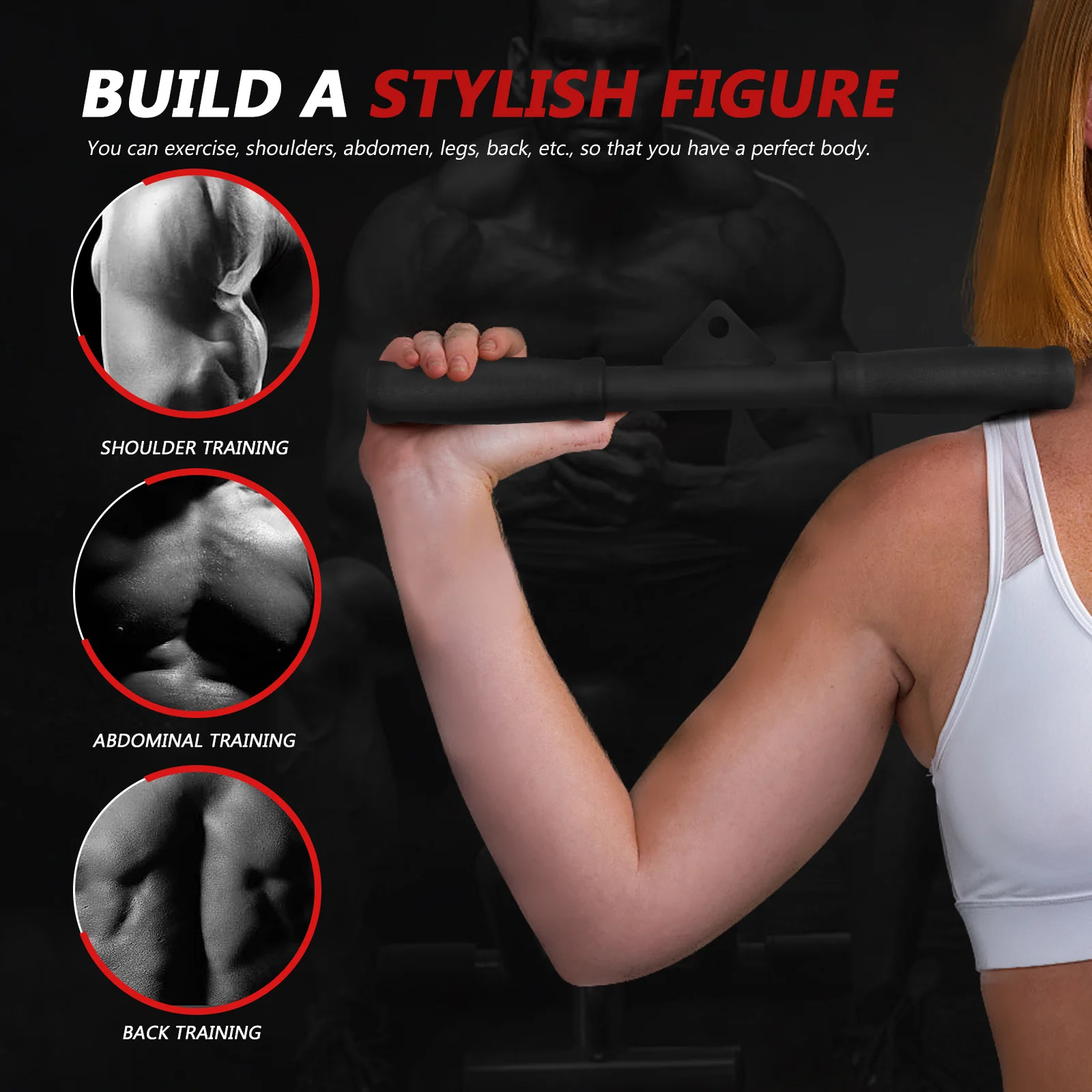 

Hollow Triceps Press Down Bar Handle for Cable Machine Attachments Home Gym Muscle Training Strength Building Handle