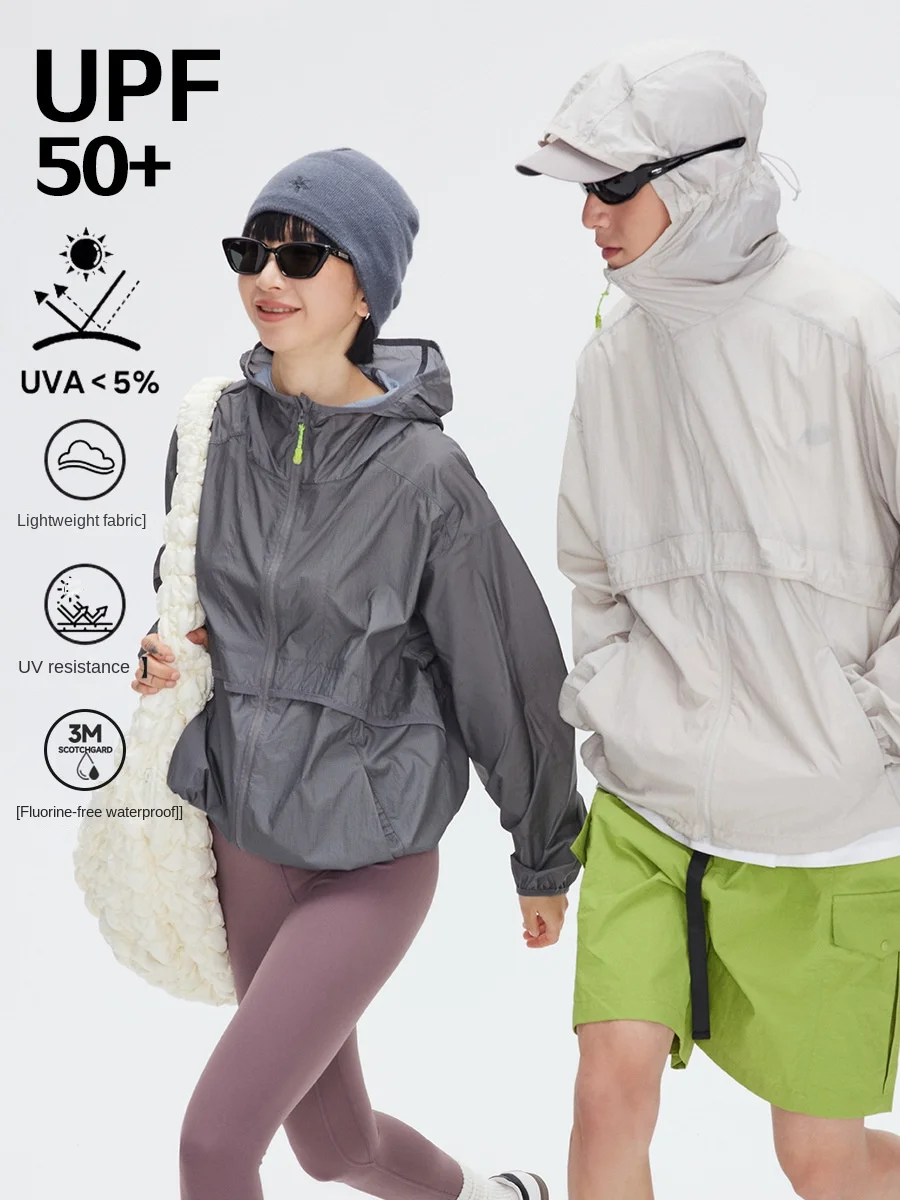 

3m Uv-resistant Hooded Skin Water-repellent Coats Jackets Upf50 Cool Feeling Light Thin Sunscreen Clothing For Men And Women