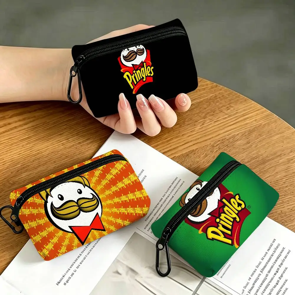 Fashion P-Pringles L-LLC Oxford Fabric Mini Coin Wallet Smooth Zipper Hanging Design Multi-use Small Storage Bag For Travel
